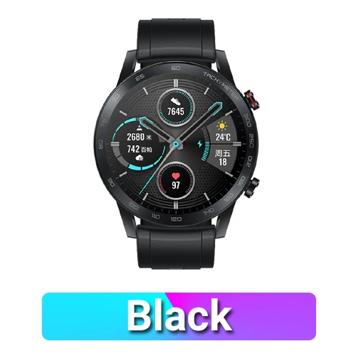 HONOR Watch Magic 2, умные часы, Bluetooth 5,1, умные часы, кислород крови, 14 дней, телефонный звонок, частота сердечных сокращений для Android iOS - Цвет: Black