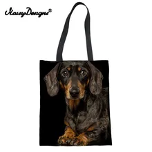 Черная такса Женская вместительная сумка для покупок Холщовая Сумка через плечо Складная многоразовая индивидуальная большая продуктовая сумка Bandolera Mujer