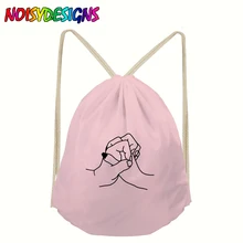 Бесшумные дизайнерские женские вельвтовые штаны с розовой шнуровкой, холщовые рюкзаки с принтом жестов для подростков, школьная сумка на плечо, дорожный мешочек для хранения