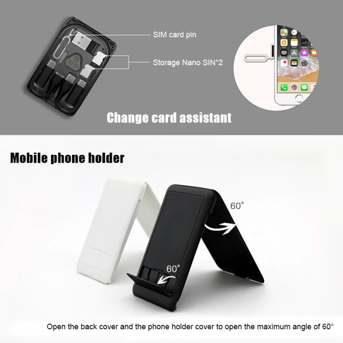 Multi-Function Wireless Charger Card Portable Holder Charging for Mobile Phone IJS998
