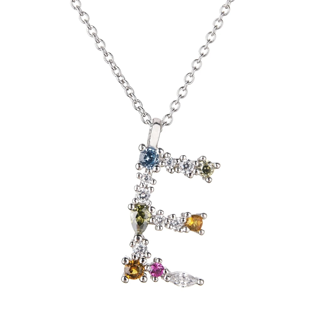 Silver E Altruist 925 пробы серебро I Am Initial P G Подвеска мини тонкое Ожерелье Длинная цепочка Регулируемая позолота кристалл S K ювелирные изделия - Окраска металла: Silver E