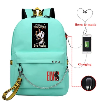 

Mochila Feminina Usb Charge ELVIS Presley Backpack Women Korean Bagpack Pink School Bags for Teenage Girls Laptop Backpack Kids