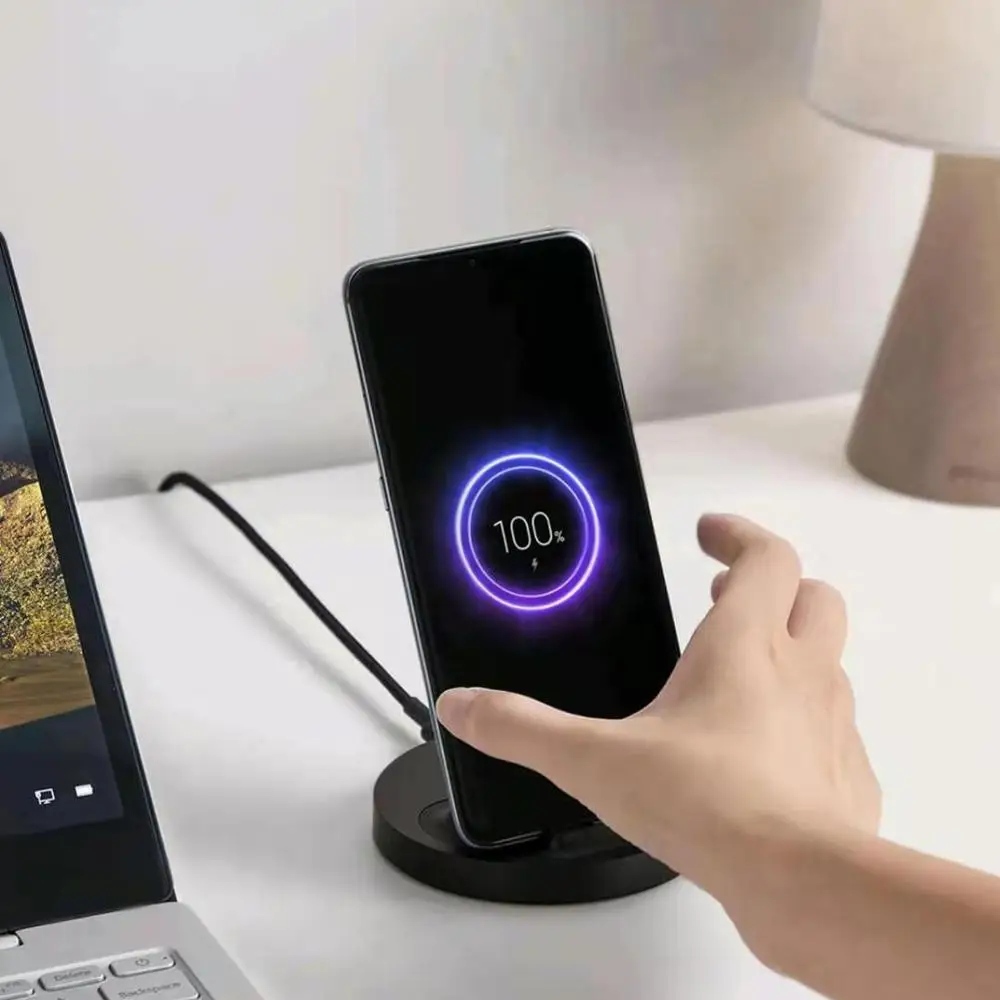 Xiaomi вертикальное Беспроводное зарядное устройство 20 Вт макс со вспышкой Зарядка Qi Совместимость несколько безопасная подставка горизонтальная для Xiaomi смартфон