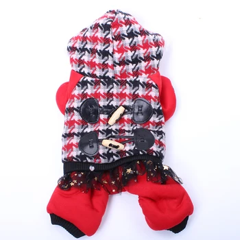

Discount Plaid Dog Cat Warm Coat Jacket Pet Puppy Fleece Jumpsuit Hoodie Winter Warm Clothes Apparel