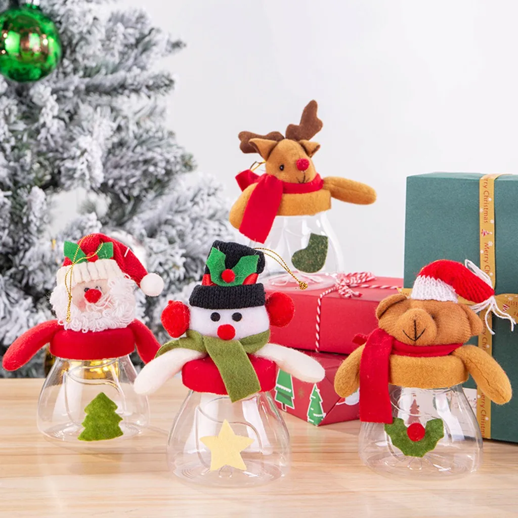 Cute Christmas Candy Storage Can Decor For Home Gift Biscuits Food Jar for Xmas New Year Decoration 2020 64P | Дом и сад