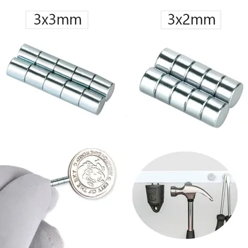 

RKZCT 1000PCS/Lot 3*2 mm 3*3mm Super Small Round Disc Magnets Rare Earth NdFeB Magnet Permanent Magnetic For Teaching Office