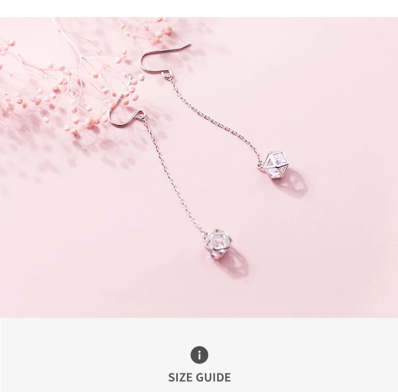 Modian 2021 New Style Swing Long Tassel Square Zircon Drop Earrings Charm Party 925 Sterling Silver Wedding Engagement Jewelry
