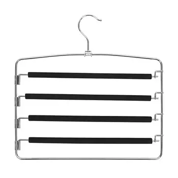 

TOP!-Multi Pant Hanger 3 Pack, Black Pants Hangers with Non-slip Foam Padded, Multi Layers Swing Arm Space Saver Storage Pant Sl