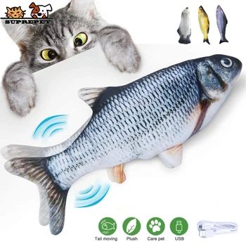 

SUPREPET Dancing Fish Cat Toy 3D Plush Catch Me Toy with Catnip Electric USB Charging Interactive Cat Toy Wiggling Fish Cat Toy