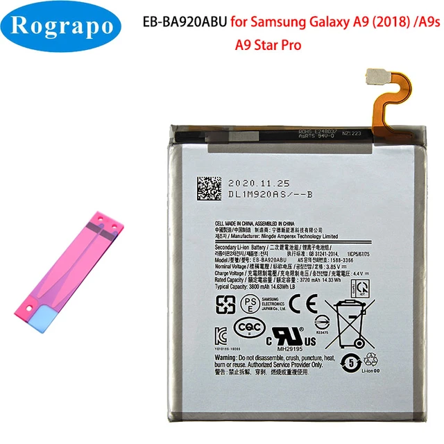 New 3720mAh Original EB-BA920ABU Battery for Samsung Galaxy A9 2018 A9s A9  Star Pro SM-A920F A9200 Akku Mobile Phone - AliExpress