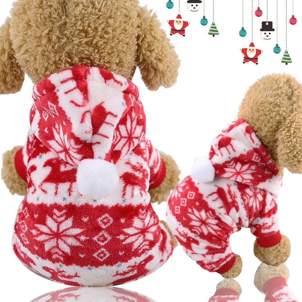 Warm Santa Claus Pet Dog Clothes Christmas Pet Dog Puppy Costume Christmas Pet Coat Hoodie Puppy Jumpsuit Vest Costume