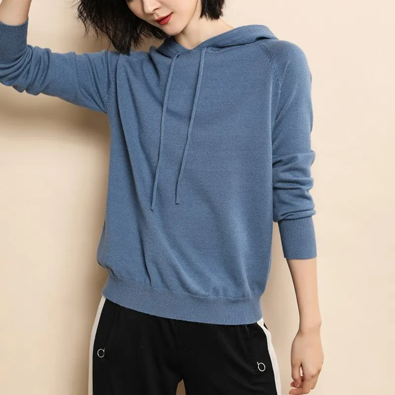 

Fall Women Casual Solid Hooded Sweatshirt Female Long Sleeve Plus Size Hoodies Korean Loose Sweatshirt