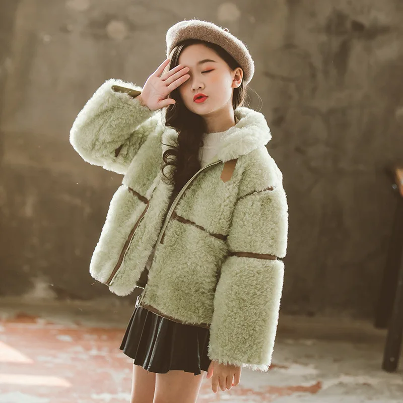 Зимняя куртка для девочек Детское пальто из овечьей шерсти Плотные теплые куртки