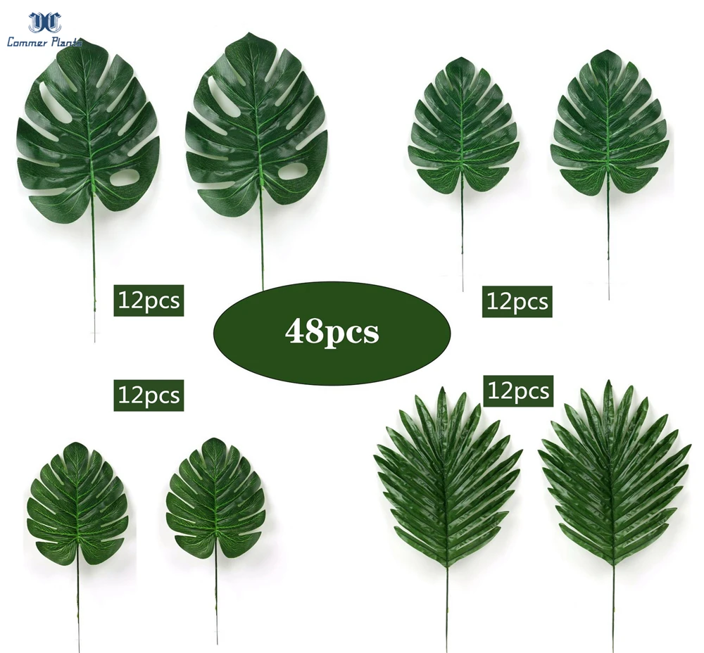 1 лот 48 шт. Monstera и Пальмовые Листья для Гавайской вечеринки пластиковые