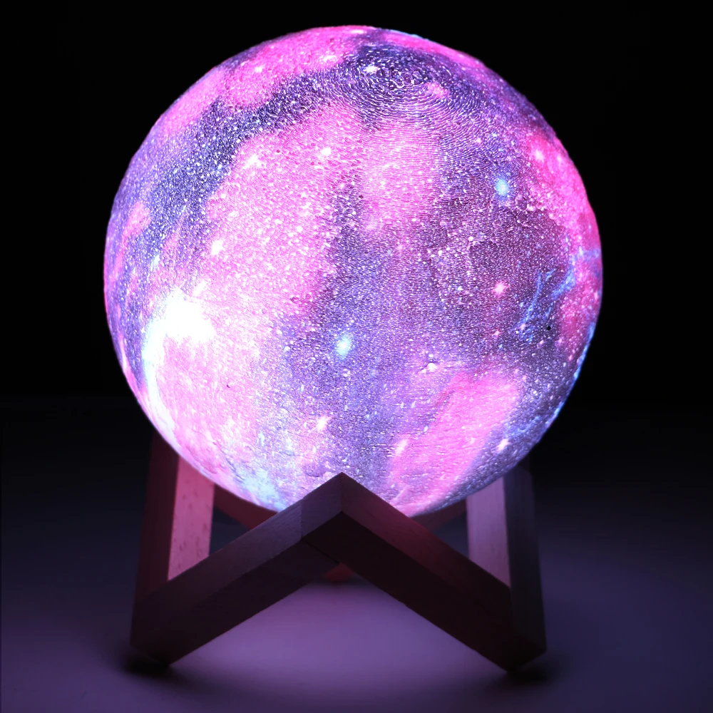 3D Print Star Moon Lamp Colorful 16 Color Change Touch Switch Night Light BEST 