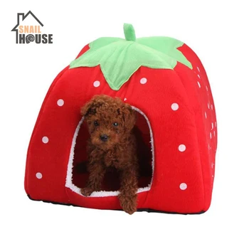 

Snailhouse New Cute Soft Strawberry Shape Hamster Rabbit Small Pet Nest Pet Dog Cat House Bed Foldable Lovely Plush Pet Products