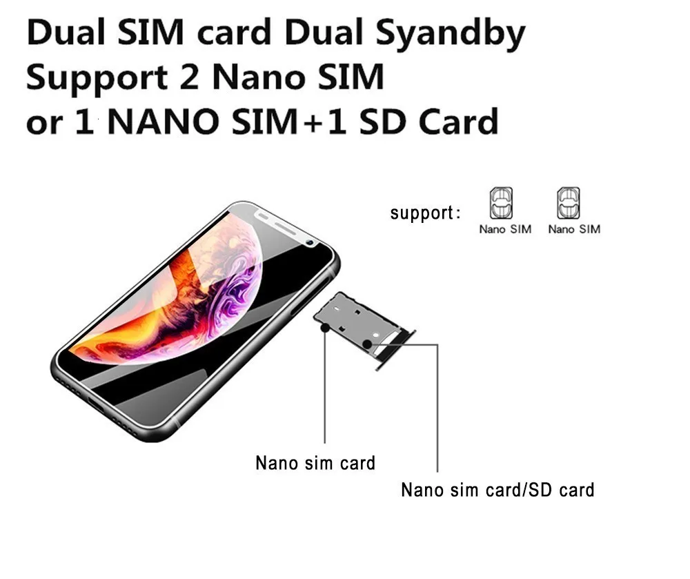  Support Google Play 3.4 inch small mini 4G Smartphone Android 8.1 fingerprint Dual SIM Quad Core Un