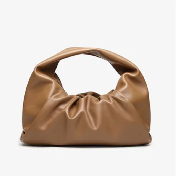 

Brand Women Large Big PU Leather Handbag High Quality Ruched Day Clutches Bags