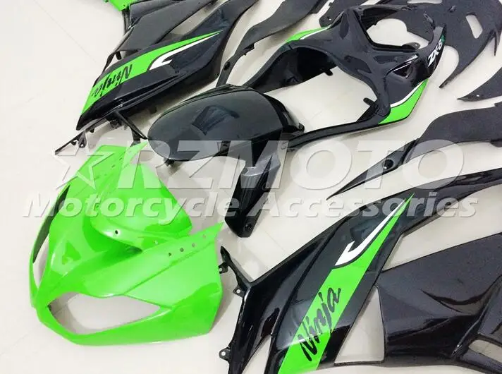 Литьевая Форма ABS обтекатель комплект подходит для Kawasaki ZX6R 2009 2010 2011 2012 Обтекатели ZX-6R 09 10 11 12 ниндзя 636 Зеленый Черный FR