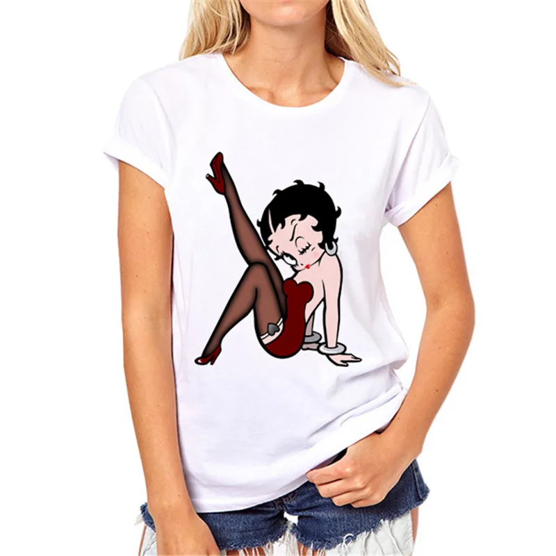 Новая женская футболка Betty Boop с принтом Белоснежки милым животным Повседневная