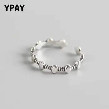

YPAY 100% Real 925 Sterling Silver Open Rings for Women Korea INS Geometric Joint Tail Finger Ring Fine Party Jewelry YMR998