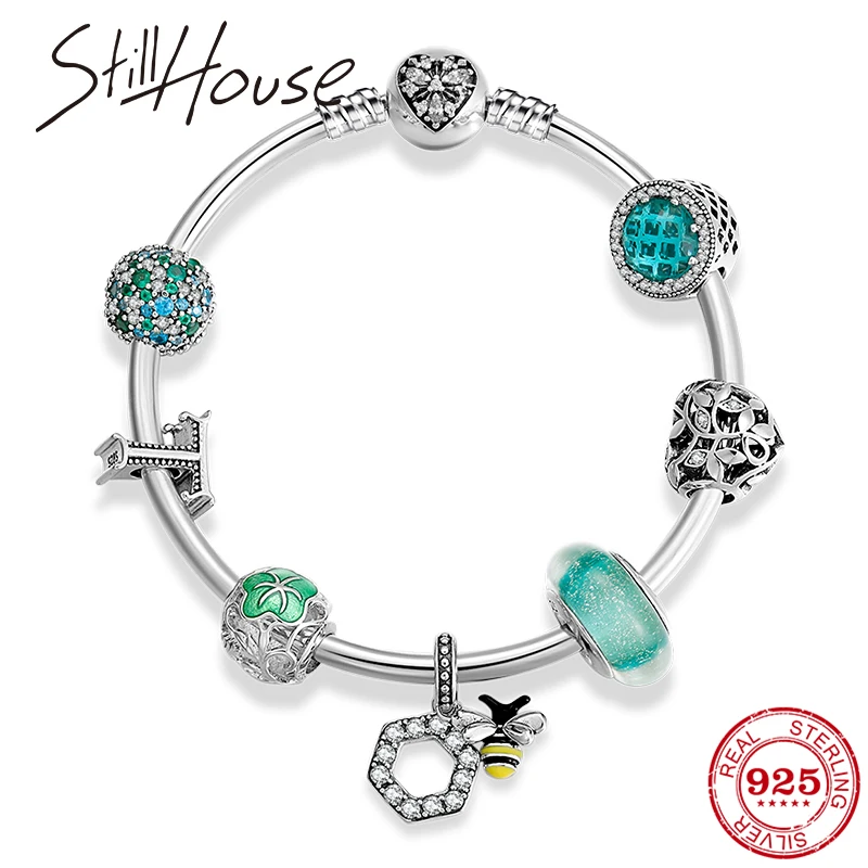 Greem, стеклянные бусины, подлинные, 925 пробы, Серебряное сердце, амулеты, браслет, Женские аксессуары, модное ювелирное изделие, подарок для пары