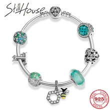 Greem, стеклянные бусины, подлинные, 925 пробы, Серебряное сердце, амулеты, браслет, Женские аксессуары, модное ювелирное изделие, подарок для пары