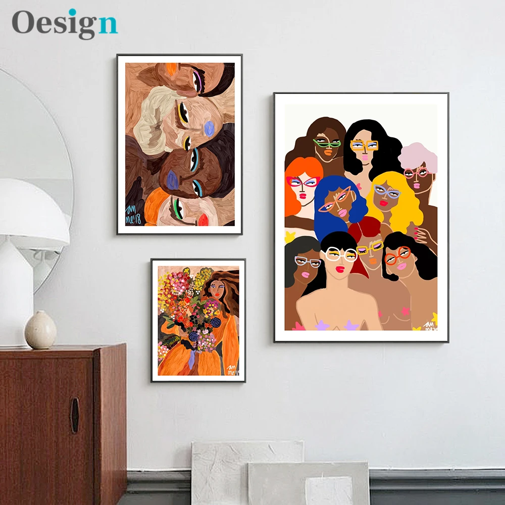 

Modern abstract poster painting personality woman color canvas painting art print picture wall living room home decoration