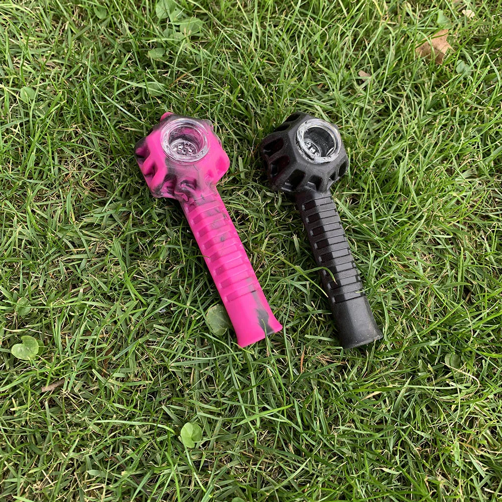 Силиконовая курительная трубка COURNOT FDA стеклянная чаша 106 мм силиконовые трубки