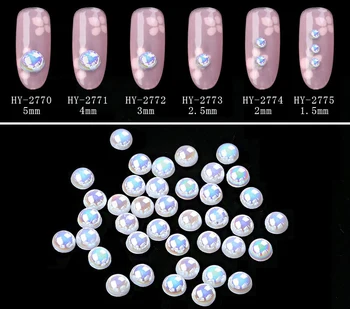 

2018 1000pcs Crystal AB White Rainbo Transparent Clear Harf Pearl Nail Rhinestone Nail Art Decorations Glitter3D Nail Manicure