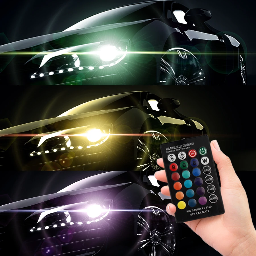 Из 2 предметов светодиодный светильник с RGB светодиодный лампы 12V SMD 5050 сигнальная лампа Клин светильник интерьера в декоративный светильник s для пульта дистанционного управления