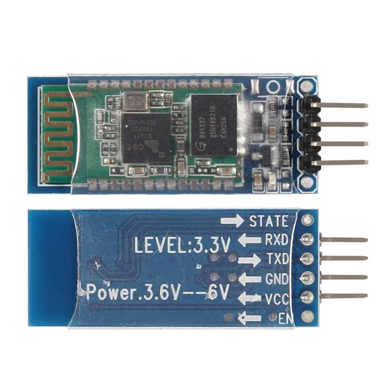 2Pcs HC-06 RS232 4Pin Wireless Bluetooth Serial Transceiver Module Bi-Directional Serial Support Slave & Master Mode for Arduino hc 05 master slave 6pin 6 hc05 pin anti reverse integrated bluetooth serial pass through module wireless serial