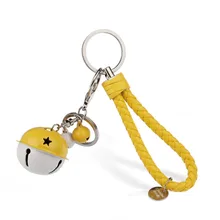 Корейский стиль креативный металлический карамельный цвет кожаный веревочный колокольчик-брелок Женская Ручная работа DIY чехол для телефона Аксессуары для пары сумка