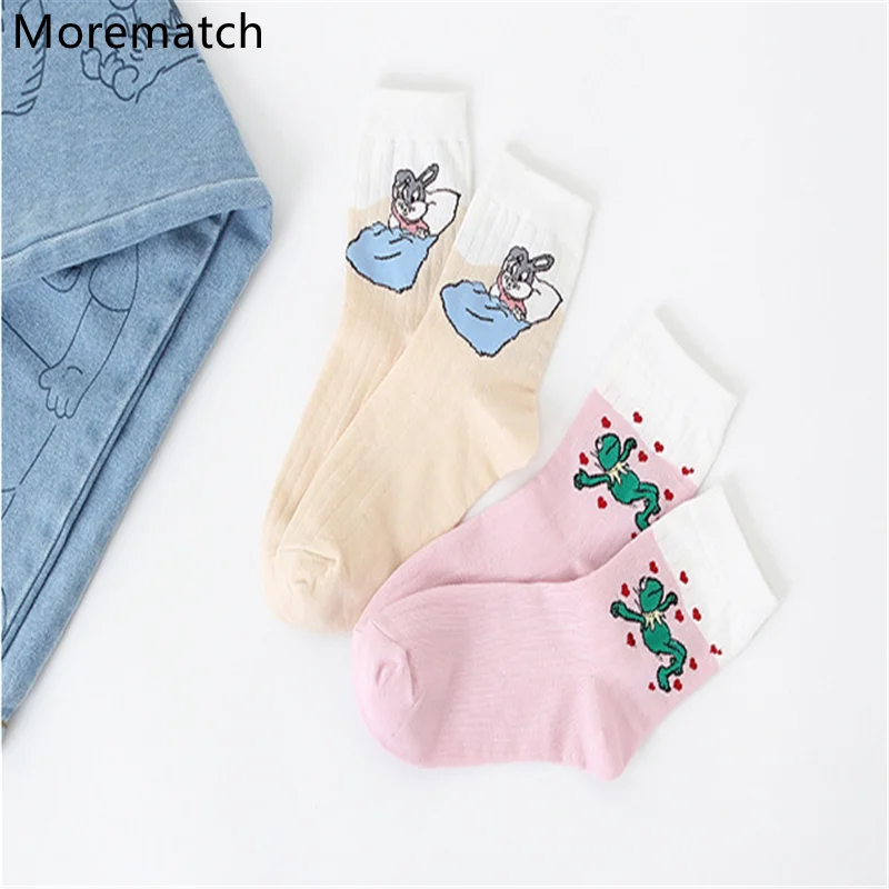 Morematch/ г. Модные женские хлопковые носки Носки с рисунком лягушки и кролика носки без пятки в ретро-стиле размер 5,5-10