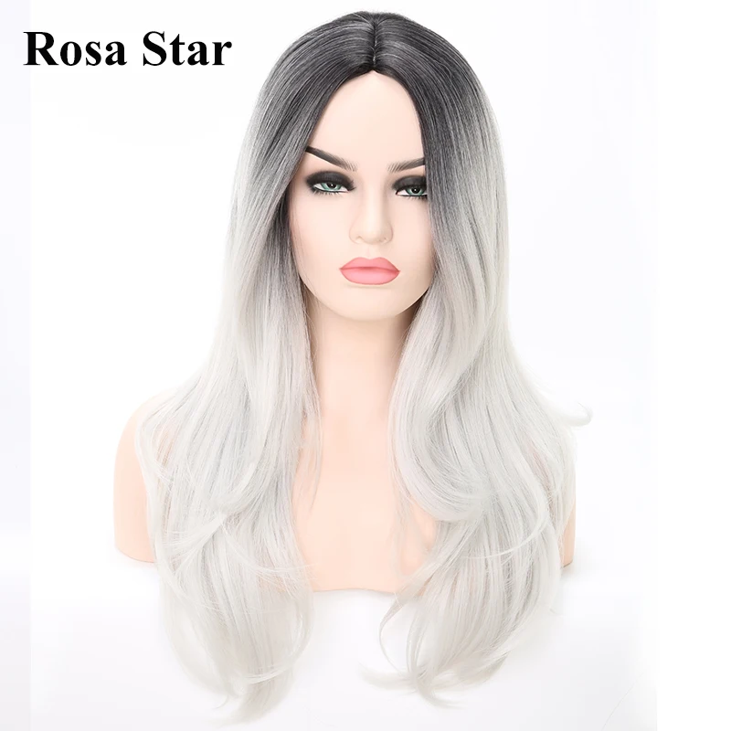 Rosa Star Ombre длинный волнистый синтетический парики женские для женщин средняя