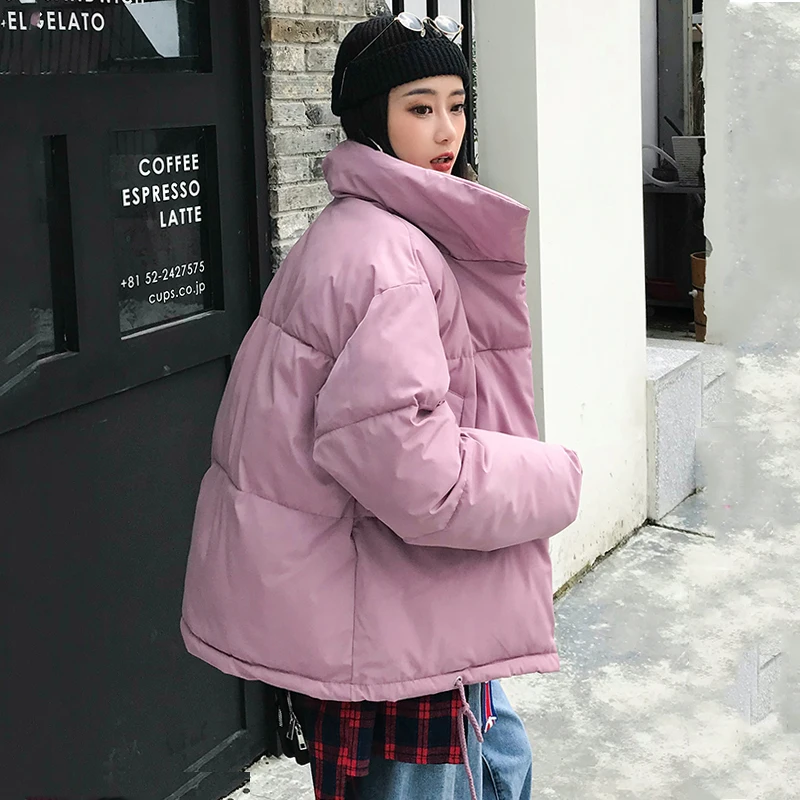 Корейский стиль, зимняя куртка и пальто для женщин, однобортные пуговицы, короткая стеганая верхняя одежда, Женское пальто, модные куртки-пузырь