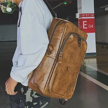 

Fashion Men Women's Backpack PU Leather Travel Bag Large Capacity Teenager Student Bookbag Laptop Daypack D0UD