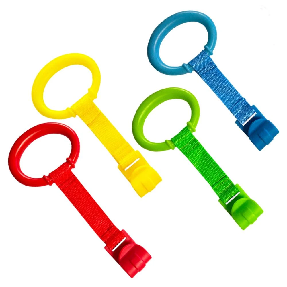 4PCS Baby Pull Up Ring Walking Assistant Children Cot Ring Toys Crib Stand  Up Hook Pull Ring Balance Training Pull Toy
