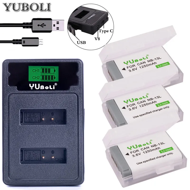 

new type-c lcd USB charger+ NB-13L NB13L NB 13L batteries for Canon G5X G7X G9X G7 X Mark II G9X Mark II SX620 HS SX720 HS