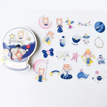 

40 pcs /Pack Night Star Girls Paper Sticker Adhesive Craft Diary Notebook Phone DIY Decor