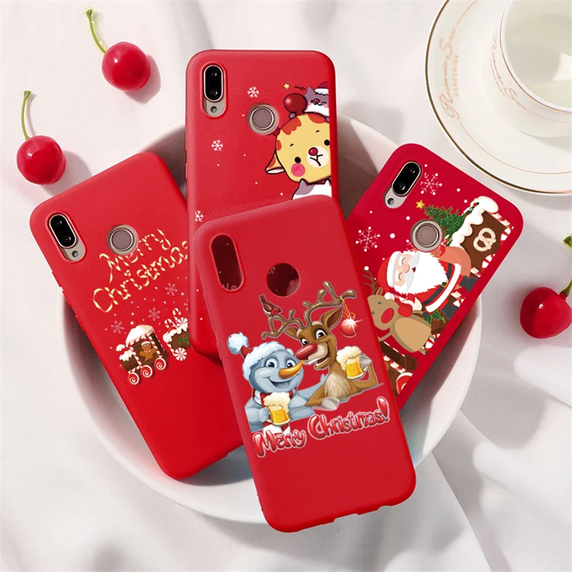 

Christmas Animal Cover For Huawei Y5 Y6 Y7 Y9 2018 2019 Honor 8A 8X 9X 7A 7X 7S 9 10 20 Lite Pro 10i 20i Play TPU Red Matte Case