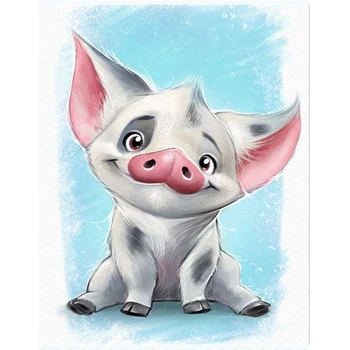 

5D DIY Diamond painting Cross stitch Full Round Diamond Moana 's pet smile pig Full Square Diamond embroidery landscape decor