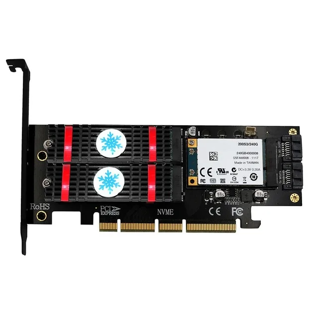 Переходник M.2 NVMe SSD NGFF mSATA к PCI-E X4/X8/X16, плата расширения M Key B, mSATA 3 в 1 PCI Express, адаптер mSATA SSD PCIE M.2 SATA