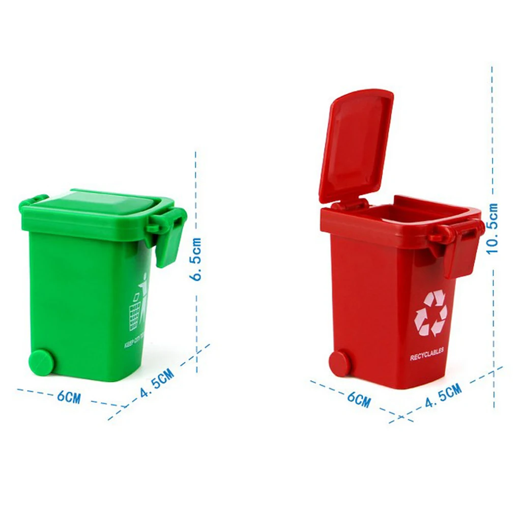 3 Pieces Mini Curbside Trash and Recycle Can Set Pencil Cup Holder Multicolored