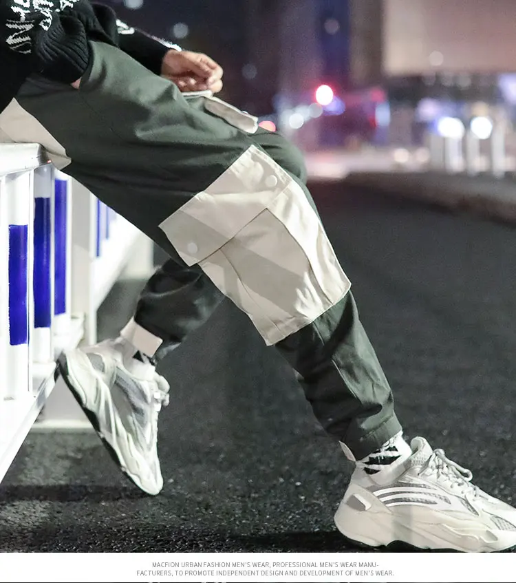 Спортивные брюки мужские уличные Мужские штаны для бега шаровары мужские s брюки хип-хоп тактические Осенние большие размеры повседневные брюки карго Лоскутные