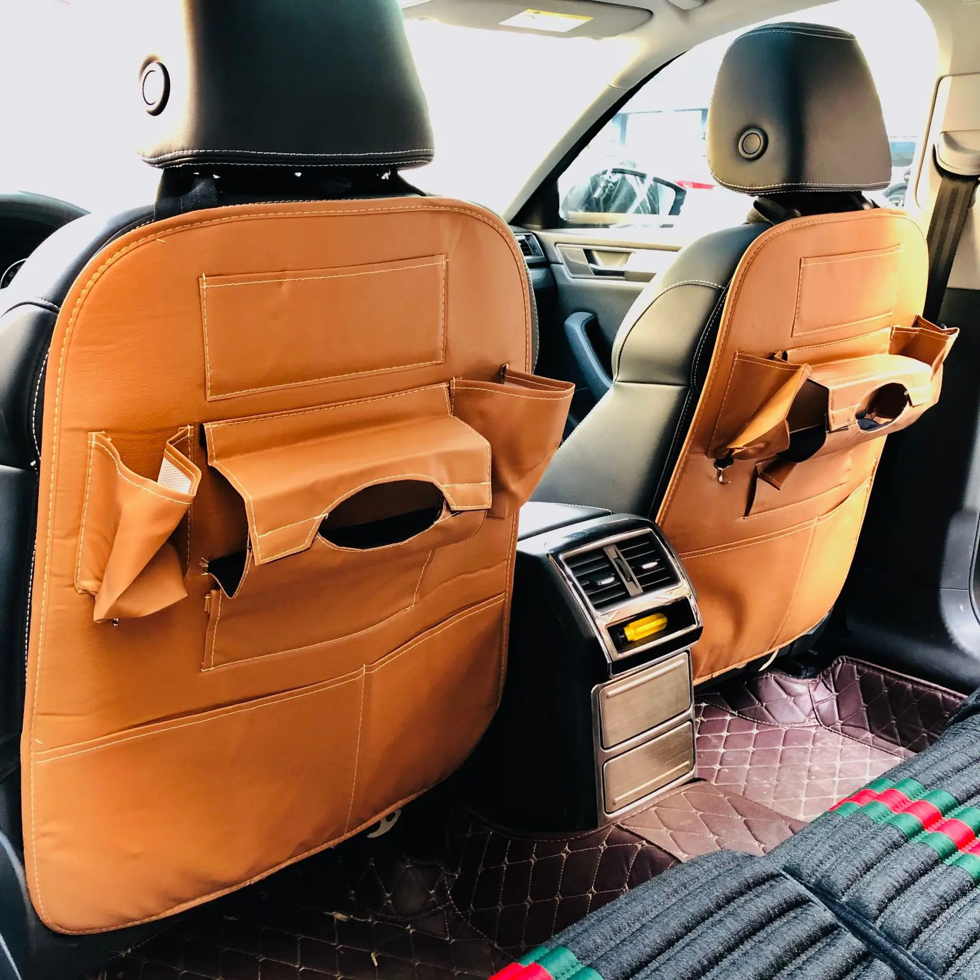 Кросс-граница автомобильная сумка для хранения на спинку сиденья автомобиль установлен Многофункциональный задний карман с поддоном кожа-поставки Chi Good - Color: Standard  Brown