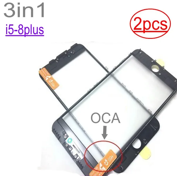2 шт Холодный пресс 3 в 1 переднее стекло с рамкой OCA для iphone 5 5s 5c 6 6s 7 8 plus Черный
