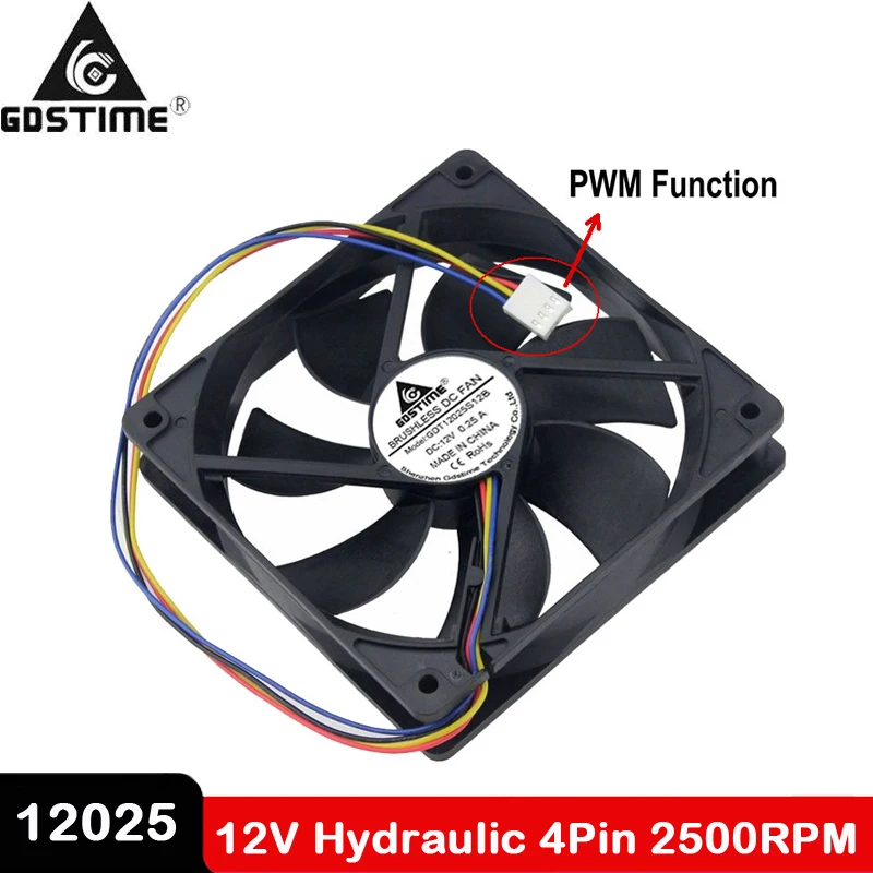 Гидравлический 4 контактный кулер для ПК Gdstime 1 шт. 120 мм x 25 12 см PWM FG|4 pin cooler|fan pincooling