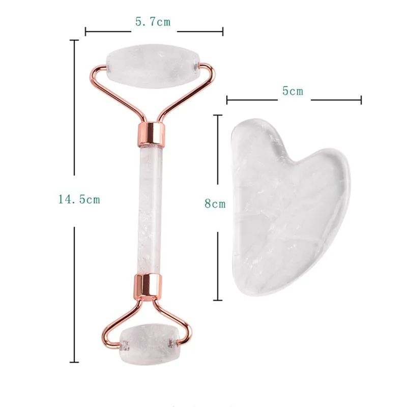 

Natural white crystal jade massage scraper and roller set of hand massage tools traditional face scraper tool roller massage set