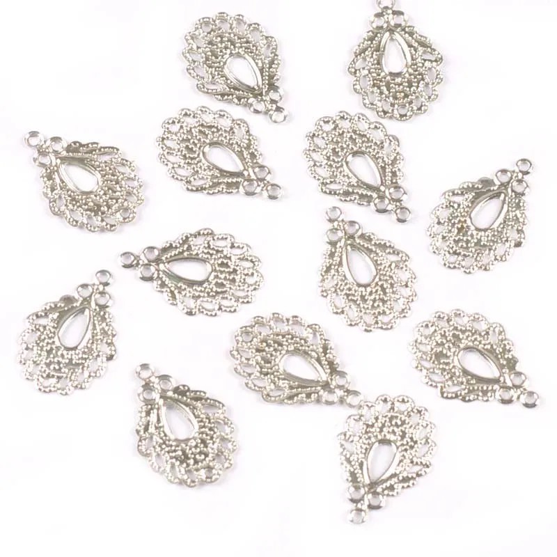 Metal Crafts Filigree Wraps Flower Connectors Pendants 50pcs DIY Jewelry Findings Scrapbook resin jewelry accessories